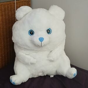 Fluffy White and Blue Large Stuffed Bear